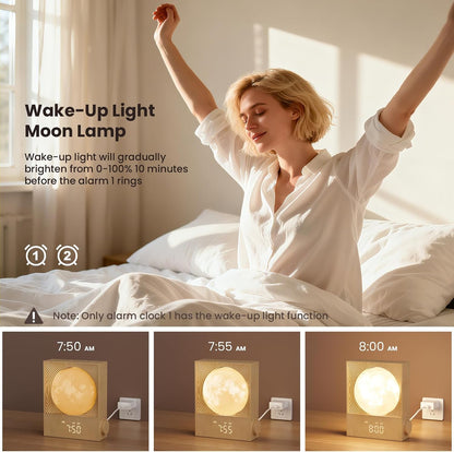 RETEYUNG Sunrise Alarm Clocks Sound Machine Moon Lamp for bedrooms