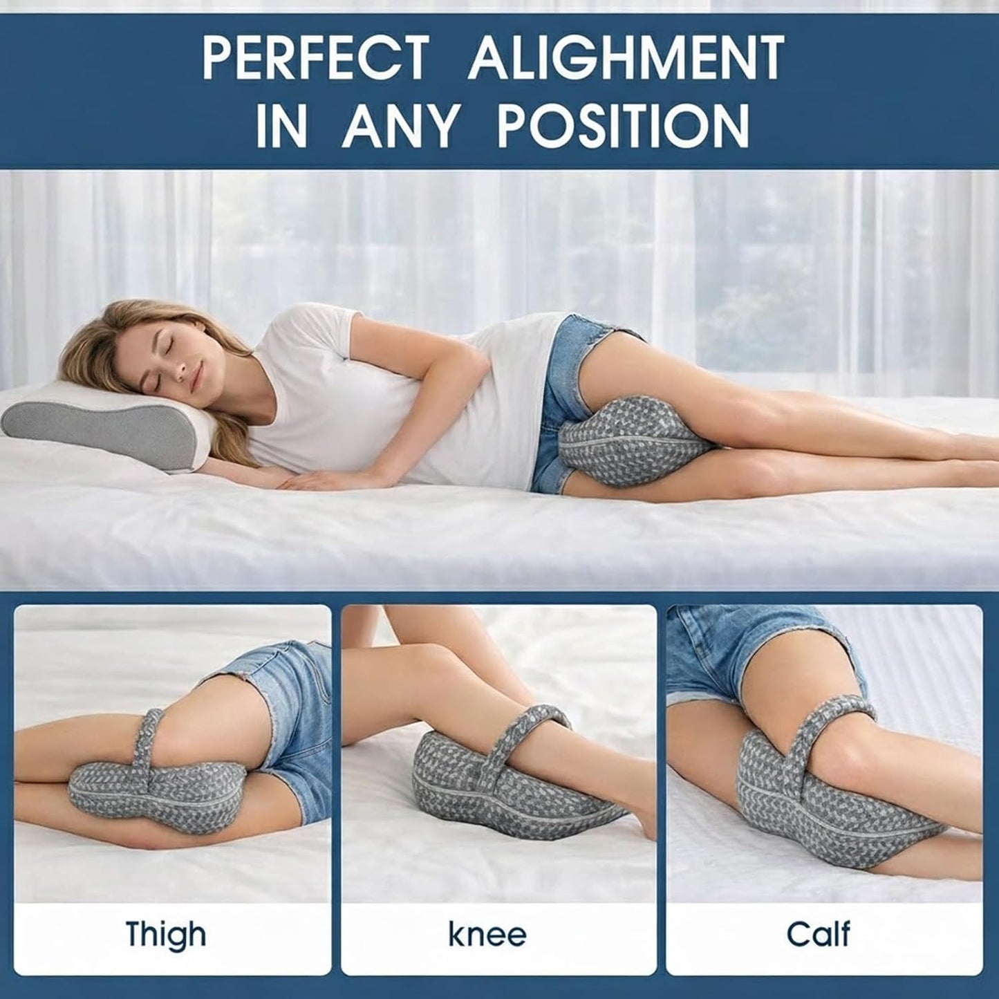 2026 Upgraded Butterfly Leg Pillow for Side Sleeping with Strap, Knee Pillow Between Legs for Sleep, Post-Surgery Leg Elevation for Blood Circulation, Sciatica Support for Back, Knees, Joints & Spine