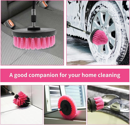 8 Pcs Drill Brush Attachment Set - Power Scrub Brush Kit | Brush Drill with Extend Long Attachmen - All Purpose Household Cleaning Brushes for Car, Grout, Floor, Tub, Bathroom