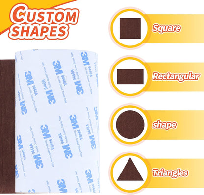 Felt Furniture Pads, 40 x 5 x 0.12 Inch Felt Strips | Non Slip Self Adhesive Cuttable Heavy Duty Felt Tape for Protecting Hardwood Floors Chair Wall Protector, Black