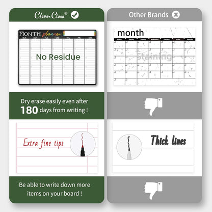 Magnetic Dry Erase Monthly Calendar Set - 15.5"x13" Monthly and 8.5"x13" Weekly Calendar for Fridge - 6 Extra Fine Point Markers Included - Shipped Flat