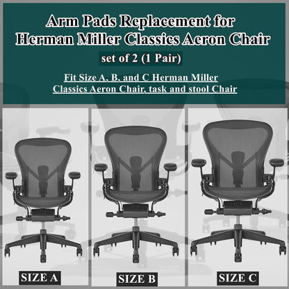 Chair Armrest Replacement, Arm Pad Caps Replacement for Herman Miller Classic Aeron Chair Graphite Black 1 Pair