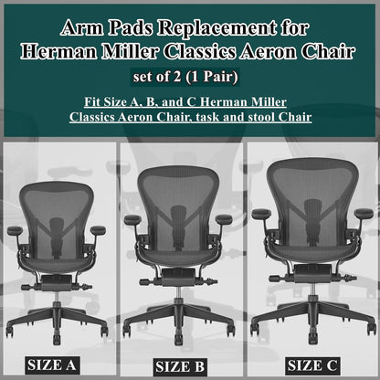 Chair Armrest Replacement, Arm Pad Caps Replacement for Herman Miller Classic Aeron Chair Graphite Black 1 Pair