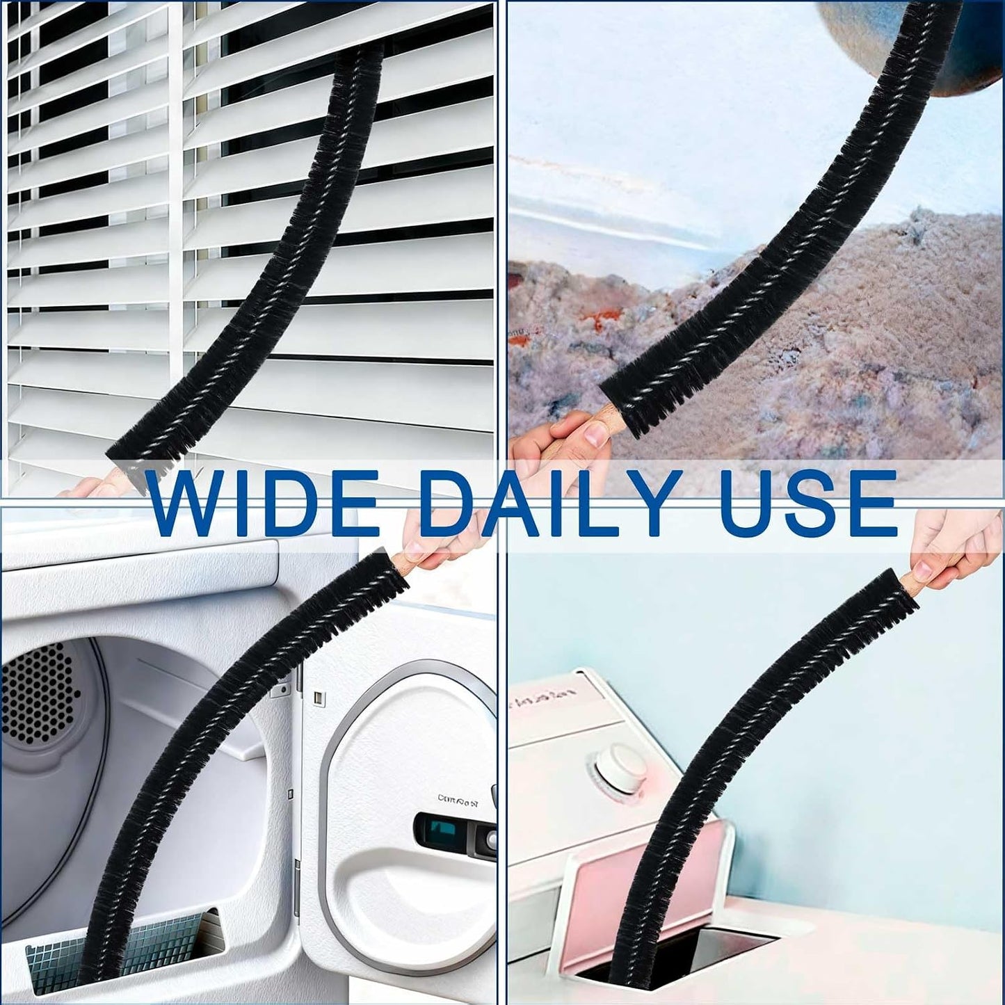 Dryer Vent Cleaner Kit with Universal Vacuum Hose Attachments Fit Most Vaccum Cleaner - Dryer Lint Brush & Vacuum Attachment Set for Clothes Dryer Cleaning, Lint Trap Cleaner, Home Maintenance Tools