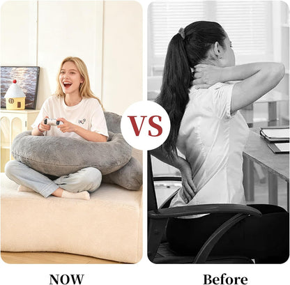 Reading Pillow with Arms for Sitting in Bed,Backrest,White Flannel,M | 17" Backrest Supports Back for College Students,Elbows & Forearms for Dorm Reading,Gaming,Watching TV