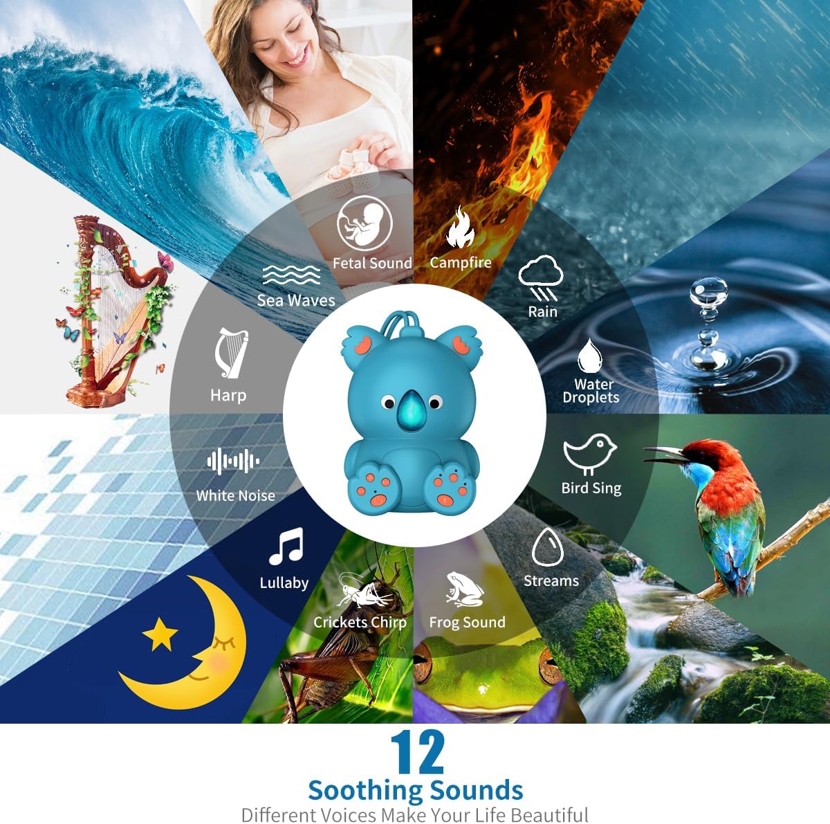 Portable White Noise Machine with Bluetooth Speaker Baby Sound Machine