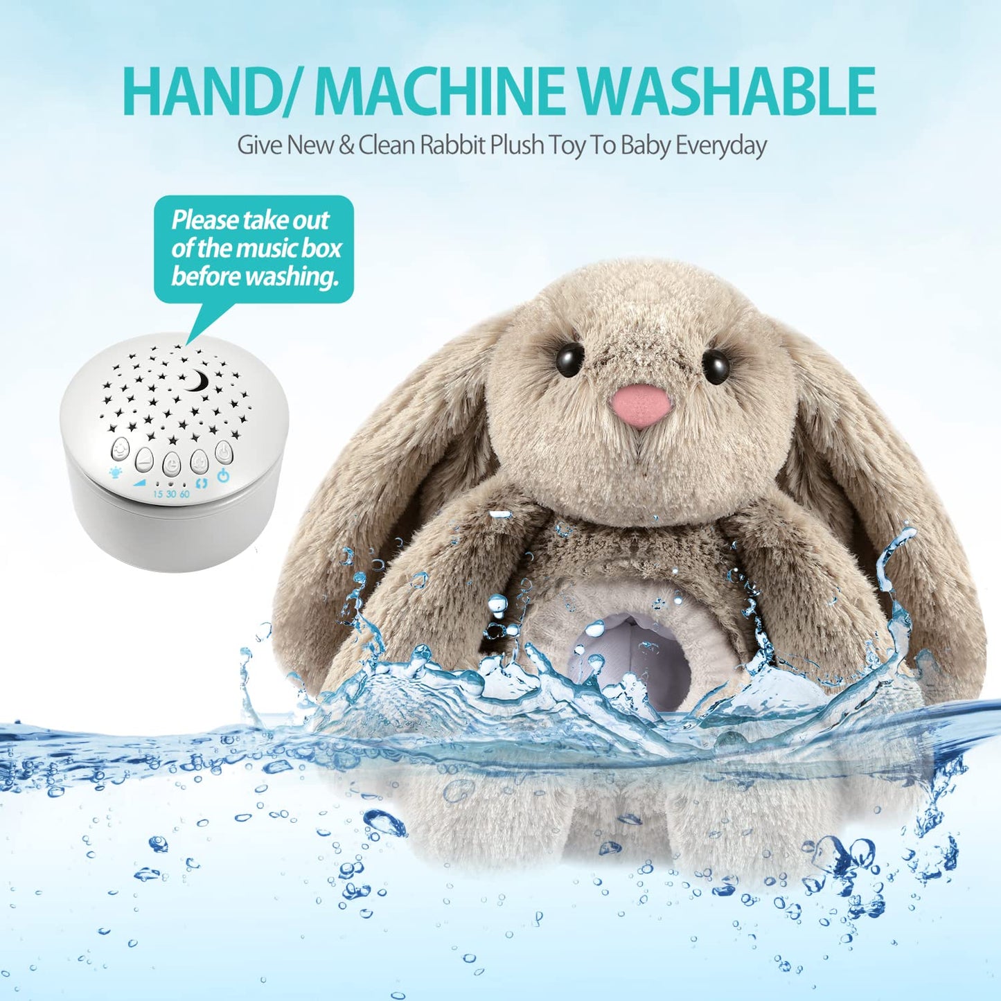 BEREST A13 White Noise Machine & Baby Sleep Soother with 15 Soothing Sounds & Projector Night Light Music Box, Cry Sensor, Rechargeable, Portable for Newborns, Toddlers, Attaches to Crib