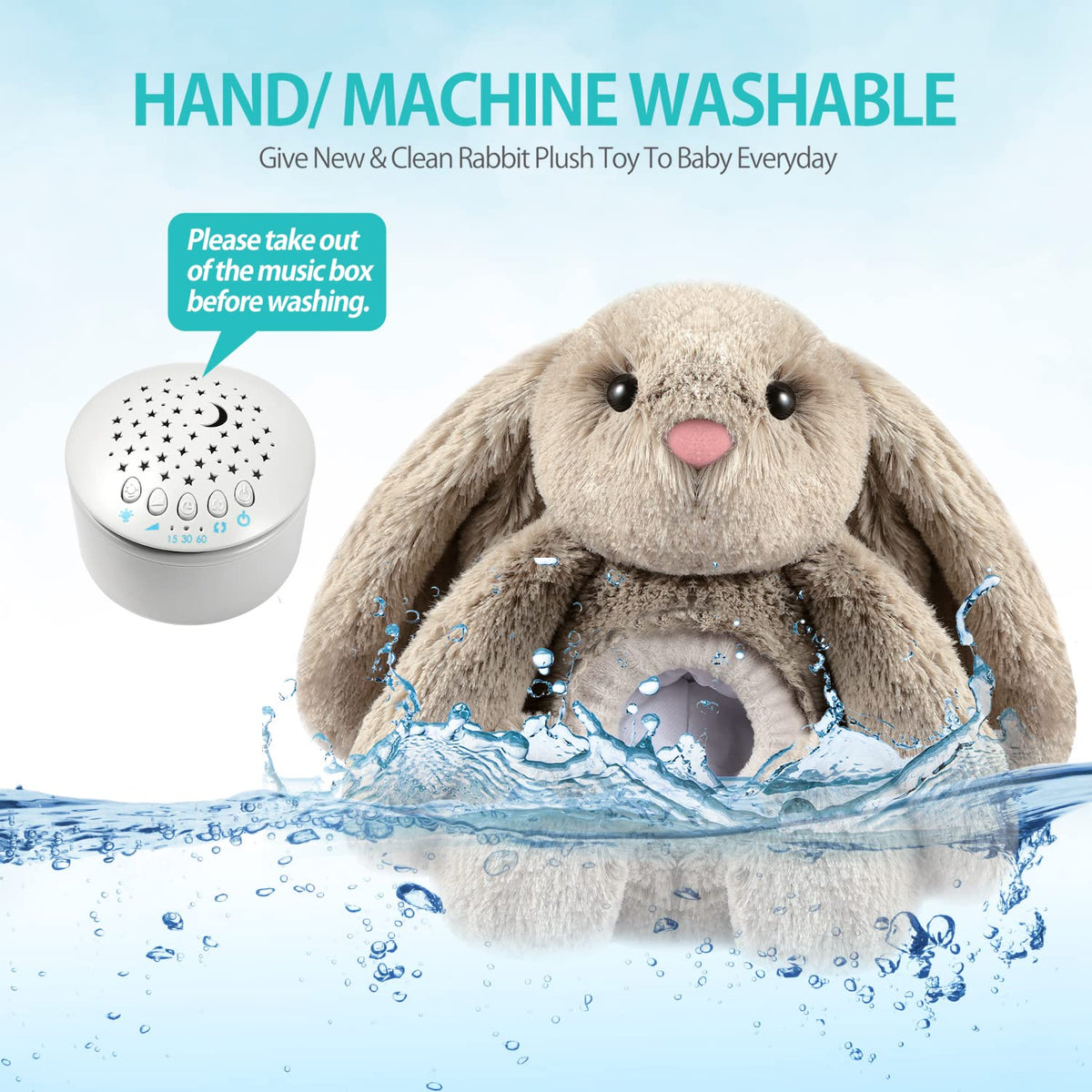 BEREST A13 White Noise Machine & Baby Sleep Soother with 15 Soothing Sounds & Projector Night Light Music Box, Cry Sensor, Rechargeable, Portable for Newborns, Toddlers, Attaches to Crib