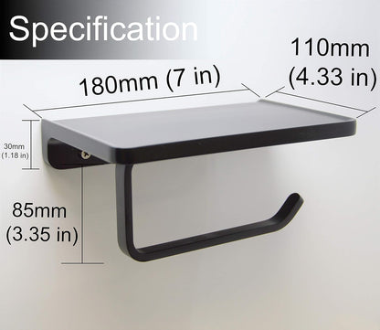 Linkaa Bronze Toilet Paper Holder with Shelf Oil Rubbed Bronze,Wall Mount | Toilet Tissue Roll Holder Dispenser with Phone Shelf Storage holder for Bathroom Kitchen丨Heavy Duty Zinc Alloy Material