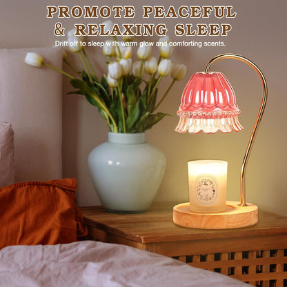 Funistree Flower Candle Warmer Lamp with Timer, Dimmable Candle Lamp Warmer, Christmas Birthday Gifts for Women Mom Her, Housewarming Home Decor, Lotus Wax Warmer for Yankee Candles - Lily Amber