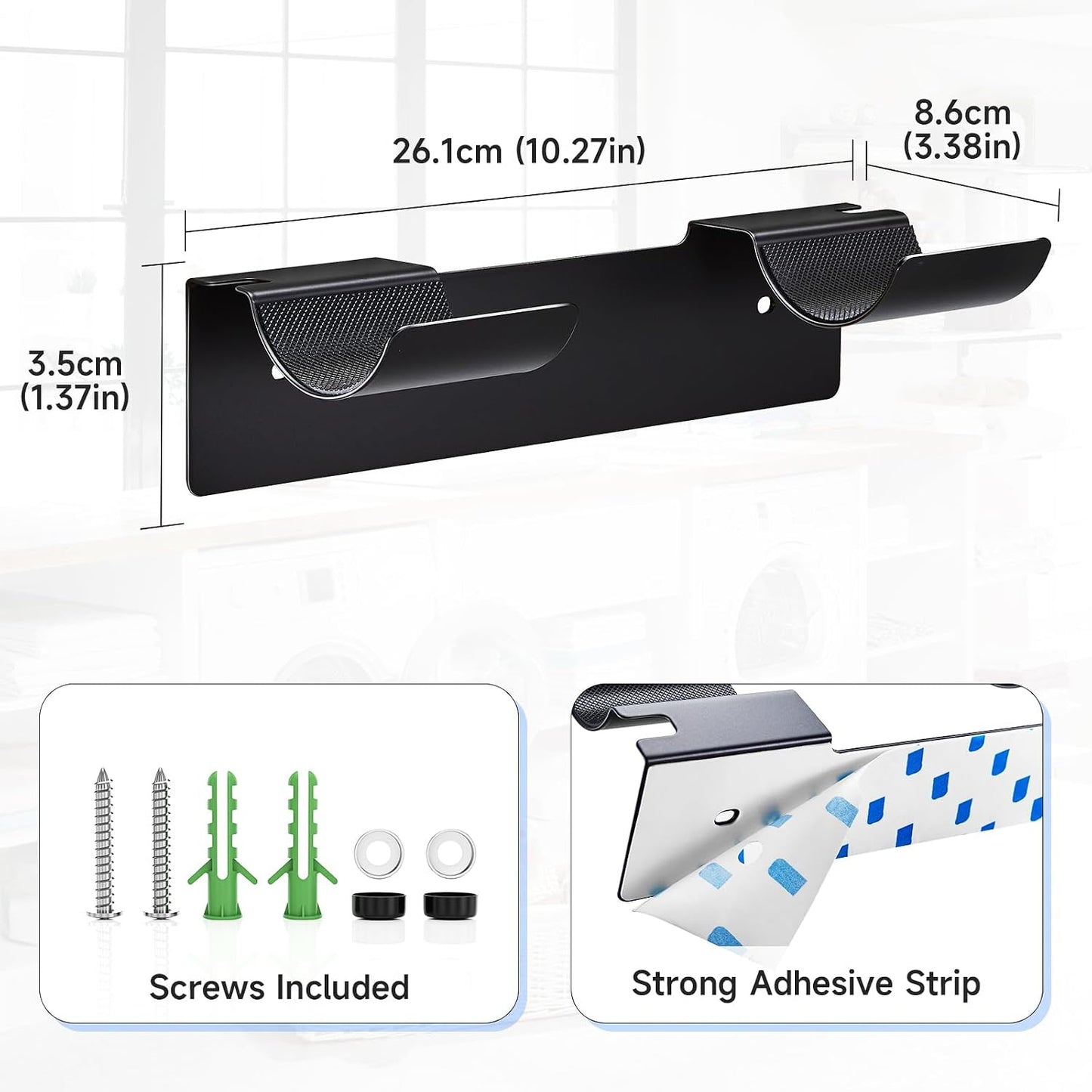 2 PCS Wall Mount Curling Iron Holder and Hair Tool Organizer with Adhesive, Multifunctional Hot Flat Iron and Hair Straightener Holder Storage Stand for Vanity, Cabinet and Wall, White
