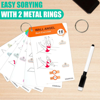 Bodyweight Workout Cards for Women & Men-50 Bodyweight Workout Cards，Includes 2 Rings& Dry-Erase for Easy Organization-Home, Gym or Studio (Bodyweight)