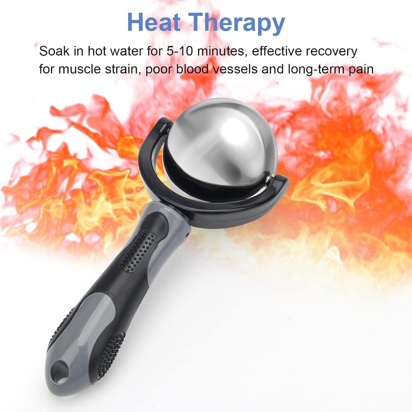 Cold Massage Roller Ball with Handle-Back Muscle Metal Ice Roller Ball Tool | Cold Therapy Relief, Portable Fitness Roller Ball Massager for Back/Neck Pain, Muscles Recovery and Inflammation