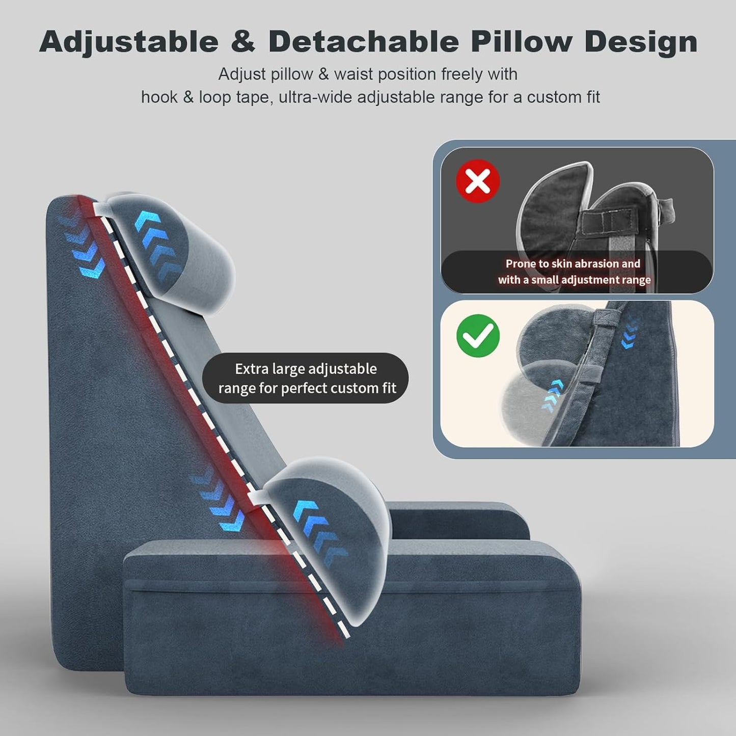 COZEER 3‑in‑1 Reading Pillow for Bed with Sponge Lap Desk & Lumbar Support | Adjustable Lumbar Support & Headrest, Dual-Side Zoned Storage, Detachable Armrest Design for Reading Gaming Home Office