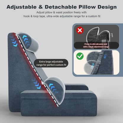 COZEER 3‑in‑1 Reading Pillow for Bed with Sponge Lap Desk & Lumbar Support | Adjustable Lumbar Support & Headrest, Dual-Side Zoned Storage, Detachable Armrest Design for Reading Gaming Home Office