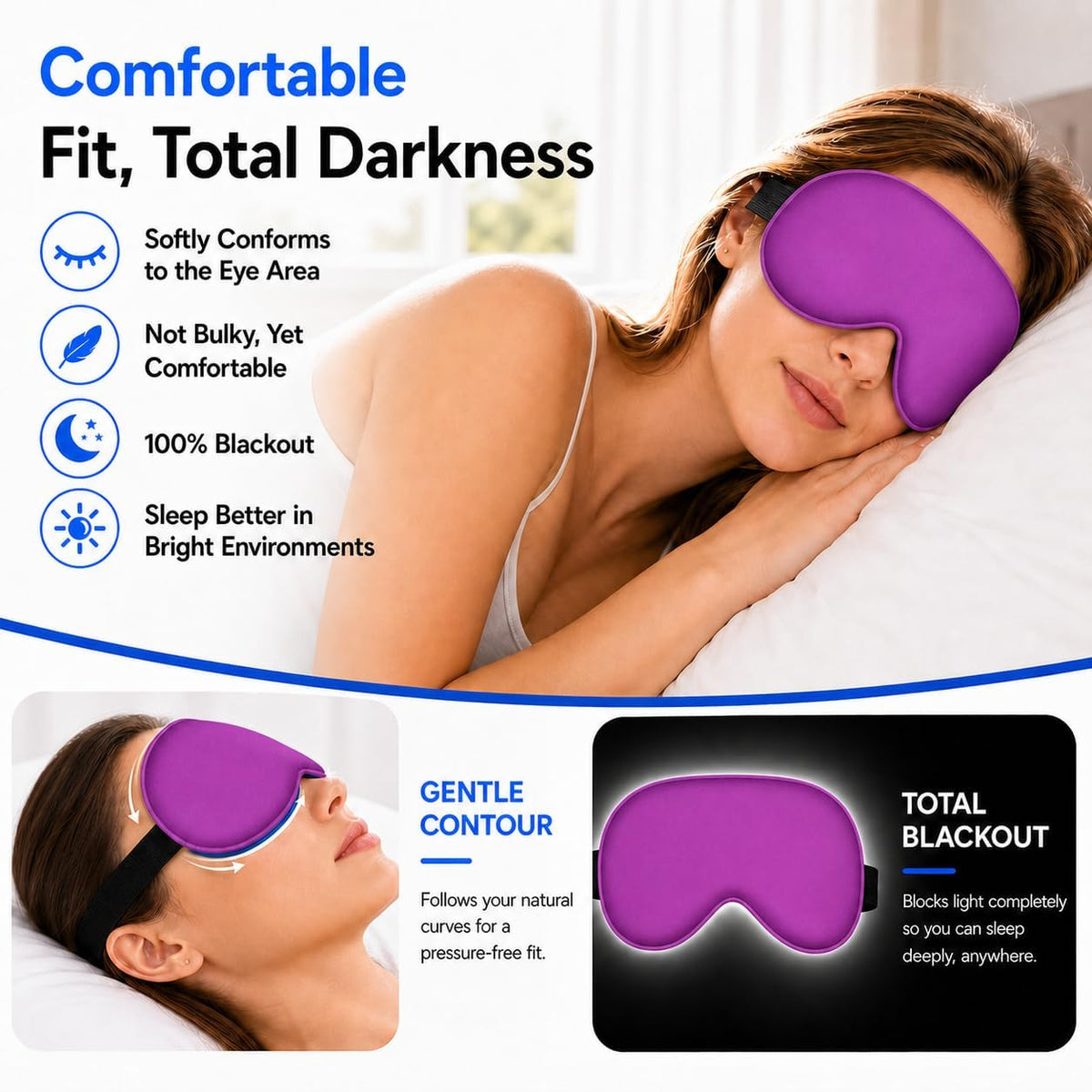 Cooling Sleep Mask with Mulberry Silk Surface & Removable Gel Pack