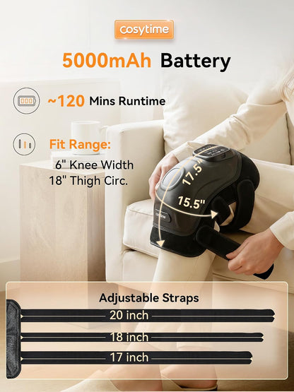 4-in-1 Cordless Knee Massager with 14-Airbag Compression, 3 Vibration Modes, 4 Heat Levels, and Red Light Therapy, 5000mAh Large Battery for Joint Comfort