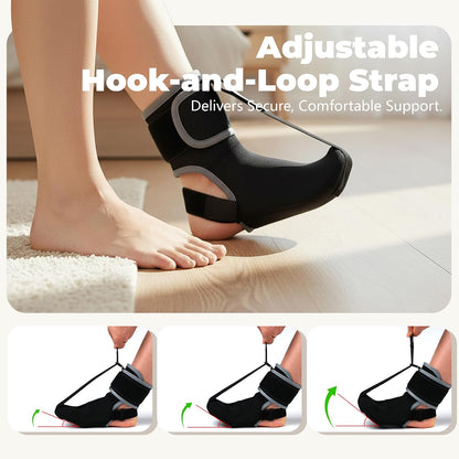 Plantar Fasciitis Night Splint Sock - Adjustable Planter Facetious Relief Brace for Women Men,Soft Plantar Fascia Boot for Sleeping,Support Relief Foot Drop Achilles Tendonitis Relief Day Night (Black, OSFA)