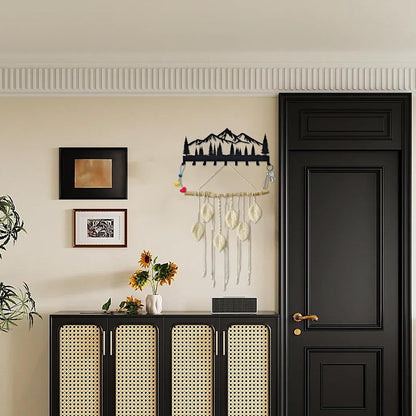 Key Holder for Wall, Metal Decorative Wall Mounted Mountain Key and Mail Holder with Shelf, 2 in 1 Key Hooks for Entryway, Front Door, Hallway, Key Organizer and Key Rack (10 Inches)