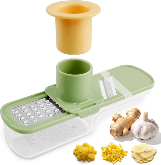 Mini Mandoline Slicer 3 in 1 – Vegetable Chopper with Container, Ginger Garlic Grater, Handheld Kitchen Tool