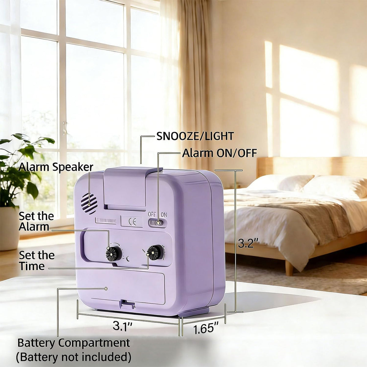 Analog Alarm Clock, Silent No Ticking Battery Operated Travel Alarm Clock with Night Light, Snooze, Loud Alarm, Luminous, Quiet Small Desk Clock for Bedrooms Deep Sleeper Adults Kids, Easy Set