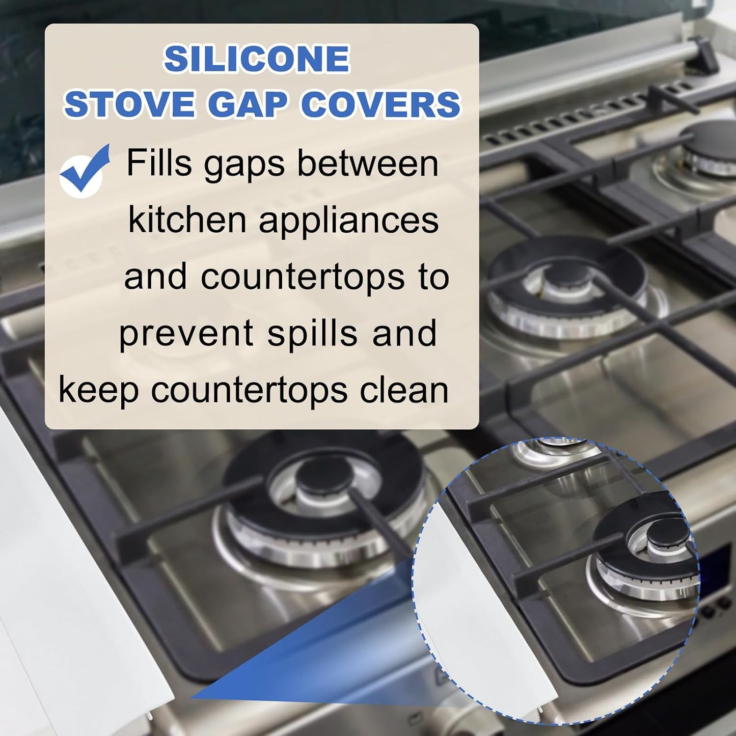 PATIKIL Silicone Stove Gap Covers, 2 Pack Kitchen Stove Gap Filler 25 Inch Heat Resistant Oven Gap Filler Seal Strips for Stovetop Ovens and Counter, Gray