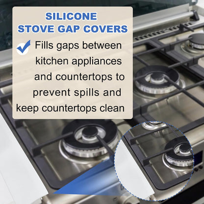 PATIKIL Silicone Stove Gap Covers, 2 Pack Kitchen Stove Gap Filler 25 Inch Heat Resistant Oven Gap Filler Seal Strips for Stovetop Ovens and Counter, Gray