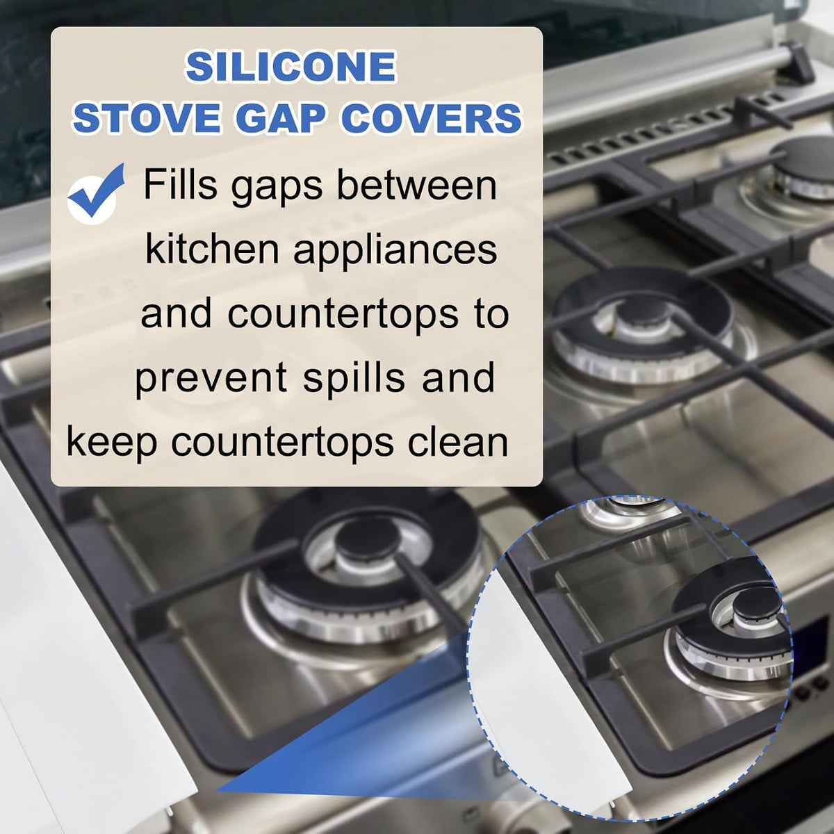 PATIKIL Silicone Stove Gap Covers, 2 Pack Kitchen Stove Gap Filler 25 Inch Heat Resistant Oven Gap Filler Seal Strips for Stovetop Ovens and Counter, Gray