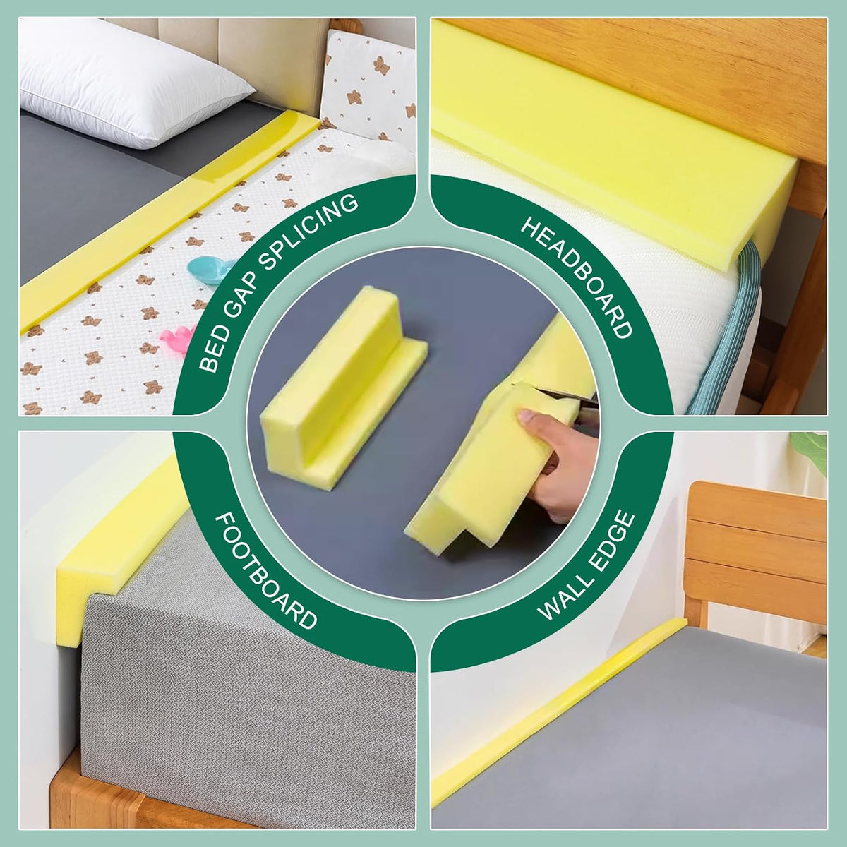 Bed Filler for Headboard, Suitable for Gap 1-2" of King Queen Twin Bed, 78.7'' Long Wedge Sleeping Pillow, Foam Mattress Gap Filler