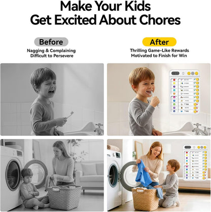 Chore Chart for Kids with Visual Timer, ADHD Tools Visual Schedule Planning Board with Slider, 20 Personalizable Cards and Magnetic Marker, Morning/Bedtime/Daily Routine Chart Checklist - Blue
