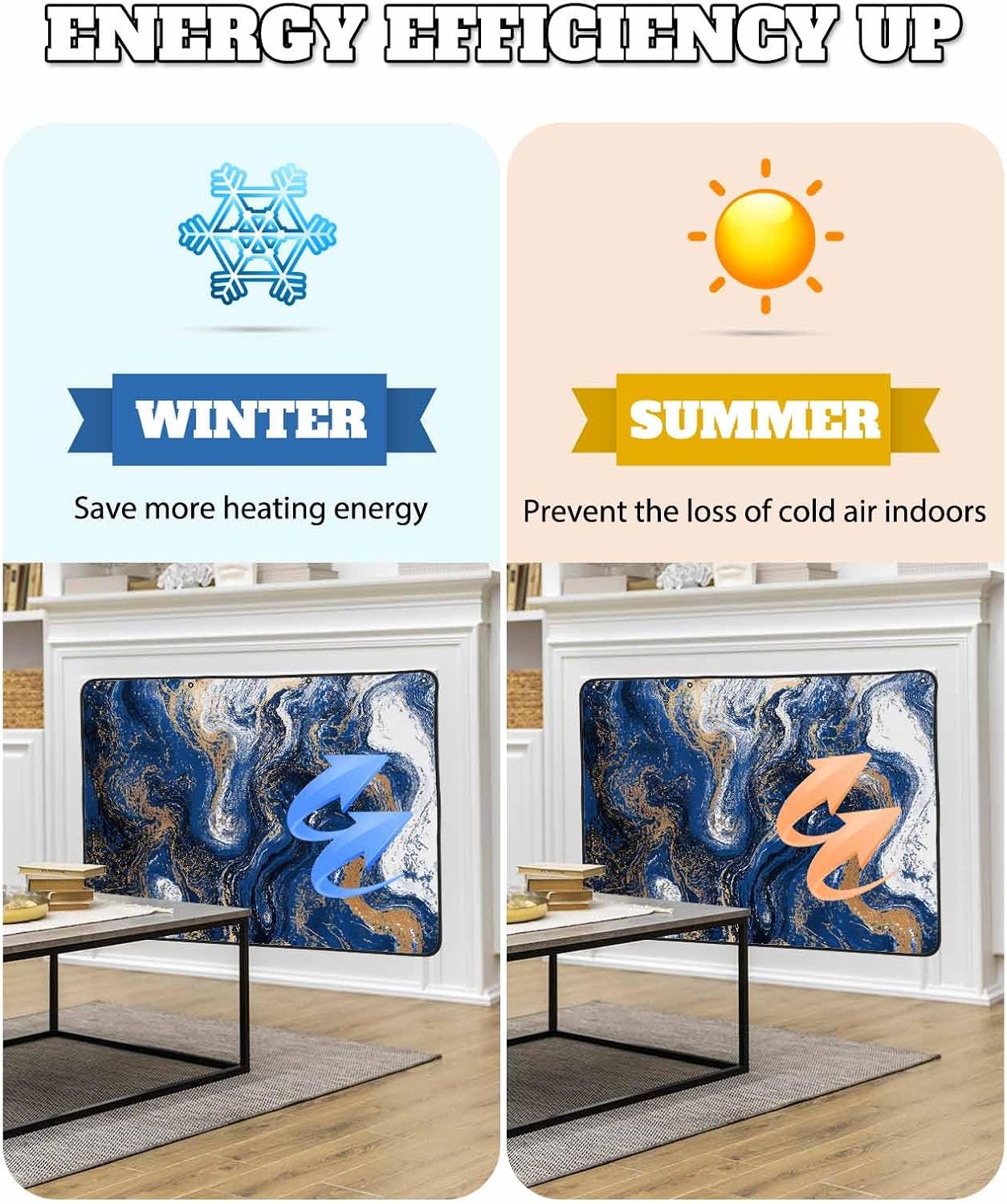 Magnetic Fireplace Cover Sage Green Marble Fireplace Screen Decorative Abstract Fluid Art Insulation Fireplaces Blocker Blanket Save Energy Fireplaces Draft Stopper Covers for Living Room 36x30 Inch