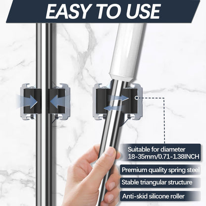 3-H Mop and Broom Holder Big Size Hanging 1 KG Extra,10 Pack Broom Hanger Wall Mount for Hanging and Organizing Shove Rake Yard Tools in Kitchen Shed Laundry Room Bathroom Garden(Grey)