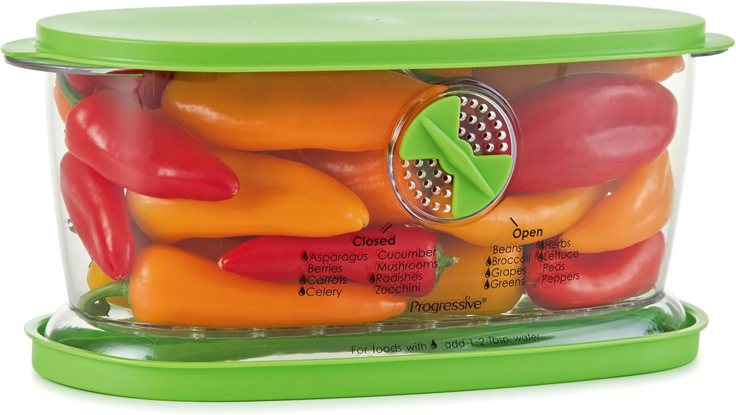 PrepSolutions Fresh Fruit & Vegetable Keeper, Green – Airtight Container with Vent for Prolonged Freshness | Airtight Storage Container Features Adjustable Vent for Prolonged Freshness, BPA-Free and Dishwasher Safe