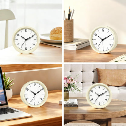 Silent Analog Loud Alarm Clock for Bedrooms, 4.5" Battery Operated Alarm Clock with Modern Round Design, Plastic Small Desk Clock for Heavy Sleepers Adults Teens Seniors College Dorms, Green