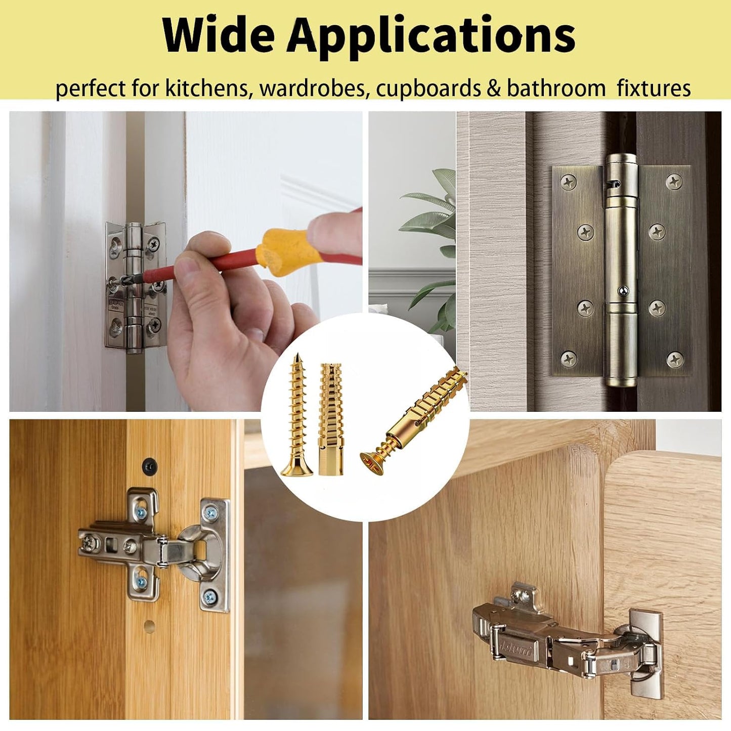 6×14mm Short Expansion Screw Set, 50pcs for Cabinet Hinge Repair and Stripped Thread Restoration, Secure Cabinet Door Fastening, Suitable for Tile Stone Wood and More