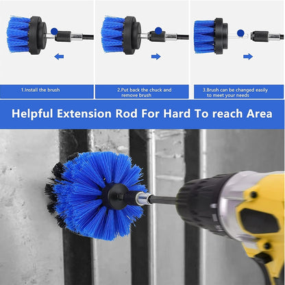 8 Pcs Drill Brush Attachment Set - Power Scrub Brush Kit | Brush Drill with Extend Long Attachmen - All Purpose Household Cleaning Brushes for Car, Grout, Floor, Tub, Bathroom