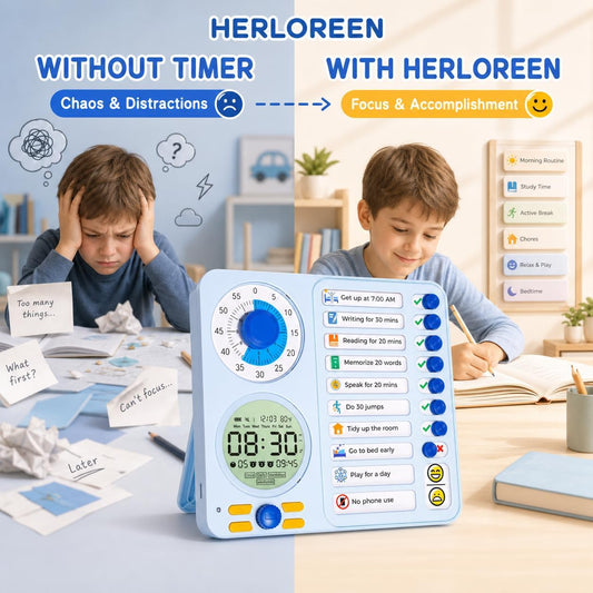 Herloreen Visual Timer for ADHD, Chore Chart & Task Planner for Kids,Adults