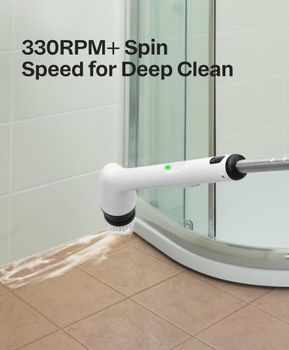 Electric Cleaning Brush, New Full-Body IPX7 Waterproof & 42inch Long Handle | Bathroom Cleaner Brush, Shower Scrubber, 3 Handle Lengths & 7 Heads Replacement, Cleaning Supplies for Tub Shower Tile Floor