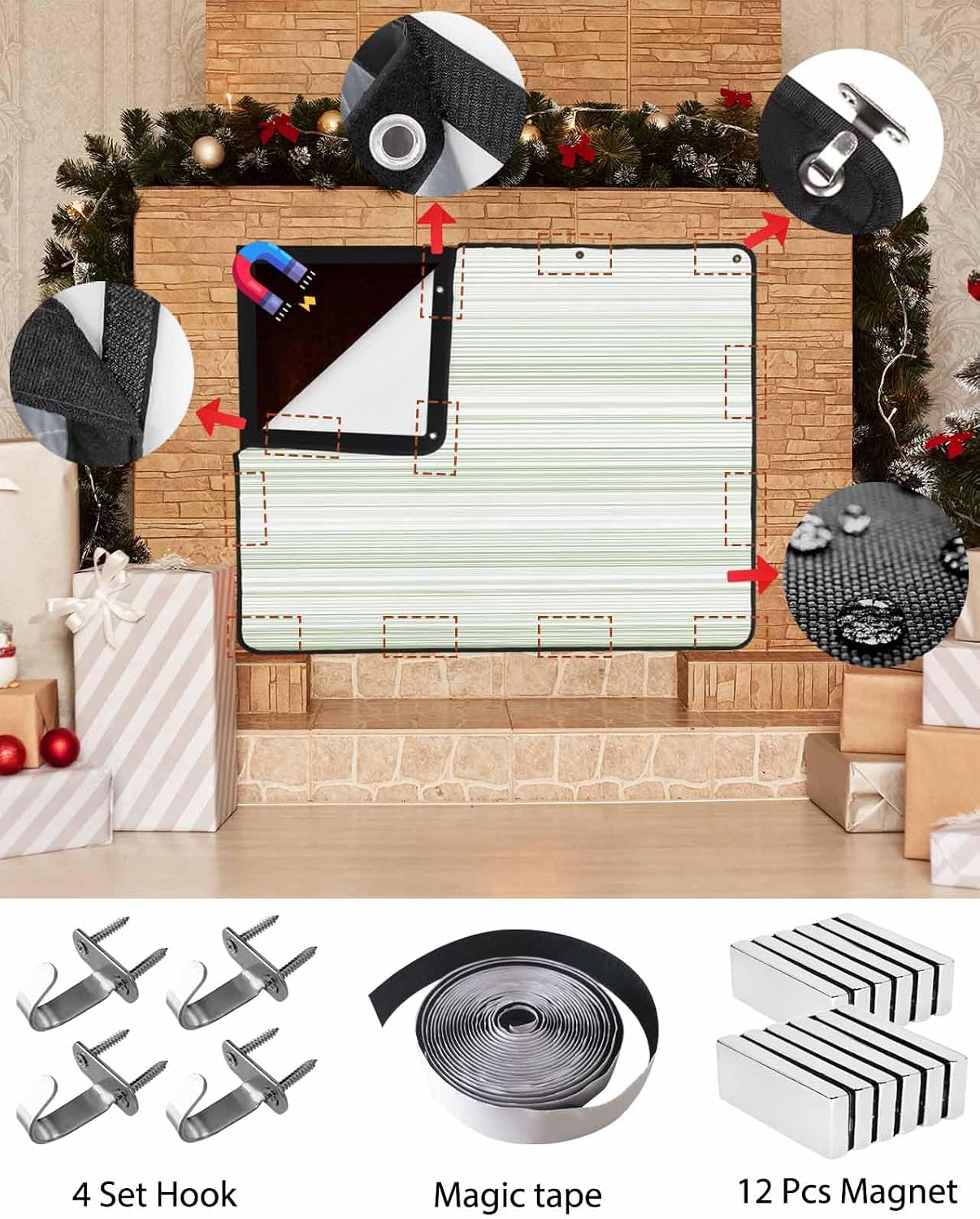Magnetic Fireplace Cover Purple Stripes Fireplace Screen Decorative Classic Striped Lines Insulation Fireplaces Blocker Blanket Save Energy Fireplaces Draft Stopper Covers for Living Room 36x30 Inch