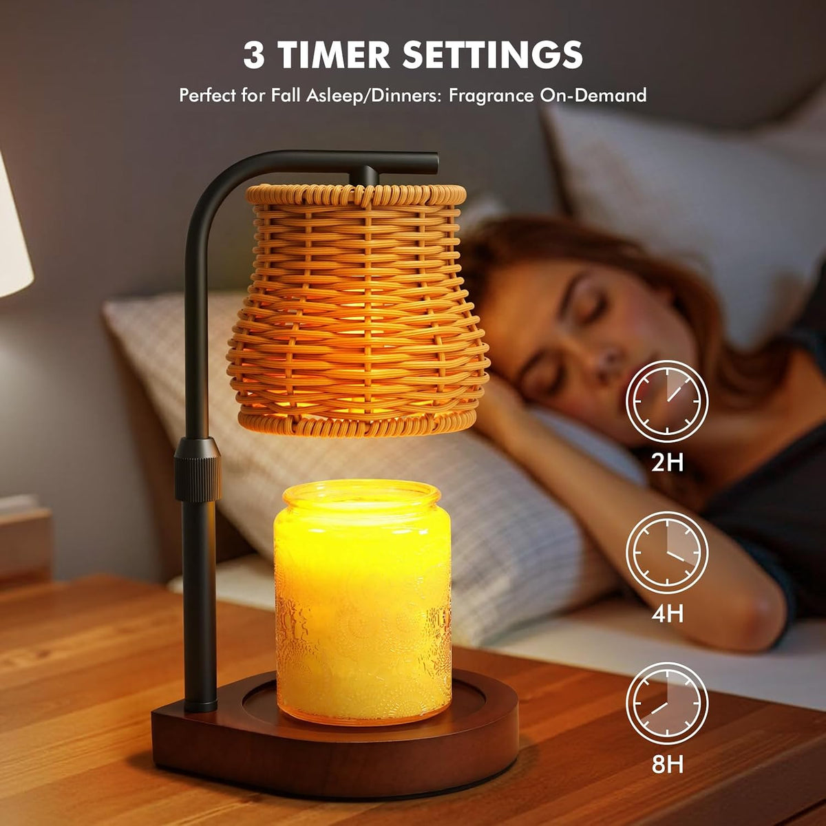 Candle Warmer Lamp with Timer & Dimmer- Electric Wax Melt Warmer with Adjustable Height for Scented Candles, Home Décor Fragrance and House Warming Birthday Gifts for Women Mom