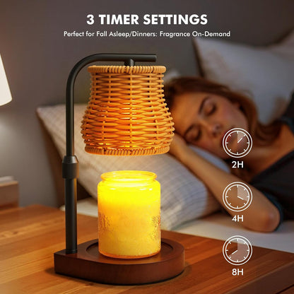 Candle Warmer Lamp with Timer & Dimmer- Electric Wax Melt Warmer with Adjustable Height for Scented Candles, Home Décor Fragrance and House Warming Birthday Gifts for Women Mom