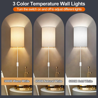 Battery Operated Rechargeable Wall Sconce Set of Two with 10000mAh Battery