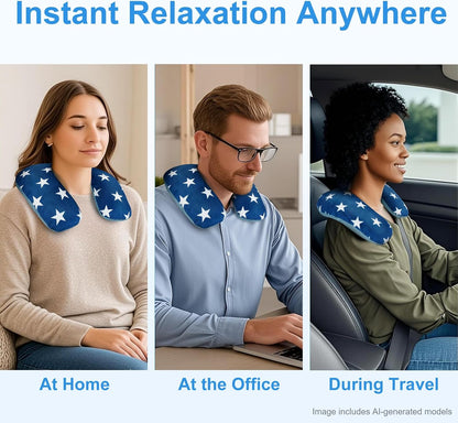 Microwaveable Neck Warmer, Heated Neck Pillow for Stress Relief | Neck Tension Relief, Flaxseed & Cotton Filling, Moist Heat Therapy, Hands-free Wrap, Ideal for Office, Travel Relaxation
