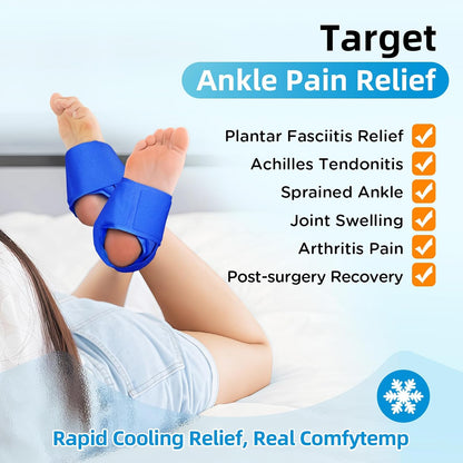 Comfytemp Ankle Ice Pack Wrap for Plantar Fasciitis, Swelling, Foot Pain Relief, FSA Eligible HSA, Gel Packs for Injuries Reusable, Hot Cold Compress for Achilles Tendonitis, Sprained Ankles, 2 Packs