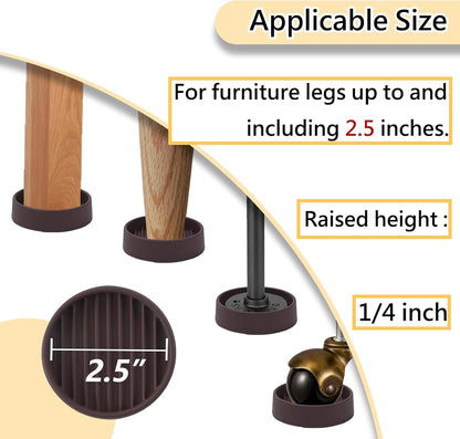 Jayen Rubber Furniture Caster Cups, Non-Slip Round Furniture Pads, 1.5" | Inner & Outer Anti-Slip Texture Helps Keep Beds and Couches from Sliding While Protecting Hardwood, Tile & Other Floors
