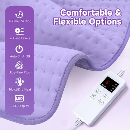NBKLS Heating Pads for Back Neck Shoulder Pain, Electric Heating Pad Auto Shut Off, Fast Heat, Large Heating Pad Christmas Gift for Women Men, Birthday Gifts for Mom Dad (Blue)