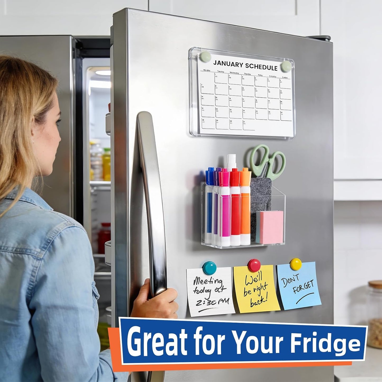 Magnetic Pen Holder, Acrylic Dry Erase Marker Holder | Magnetic Pen Holder for Refrigerator, Whiteboard, Pens, Pencils, Non-slip Acrylic Magnetic Marker Holder, Transparent, 1 Pack