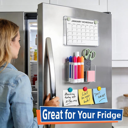 Magnetic Pen Holder, Acrylic Dry Erase Marker Holder | Magnetic Pen Holder for Refrigerator, Whiteboard, Pens, Pencils, Non-slip Acrylic Magnetic Marker Holder, Transparent, 1 Pack