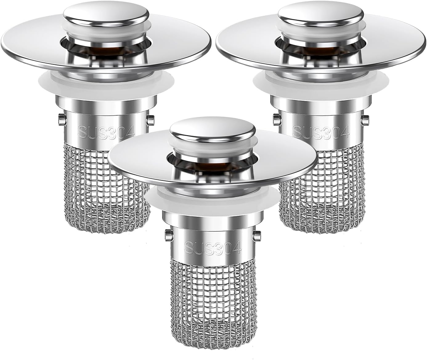 Bathroom Sink Drain Strainer, Pop-up Sink Drain Strainer with Removable Stainless Steel Strainer Basket Hair Catcher, Bathroom Sink Strainer for Bathroom Sink Stopper Replacement(1PCS)
