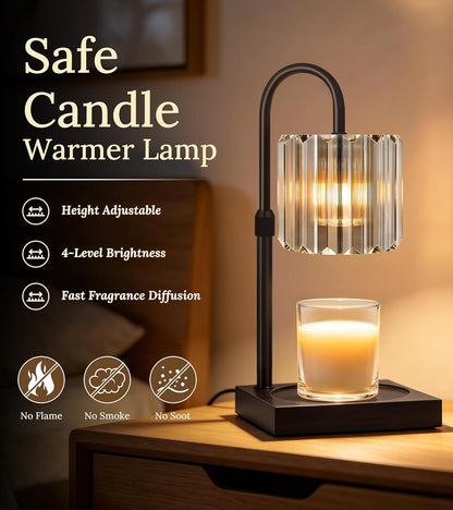 TigQiang Crystal Candle Warmer Lamp with Timer, Adjustable Height, Clear